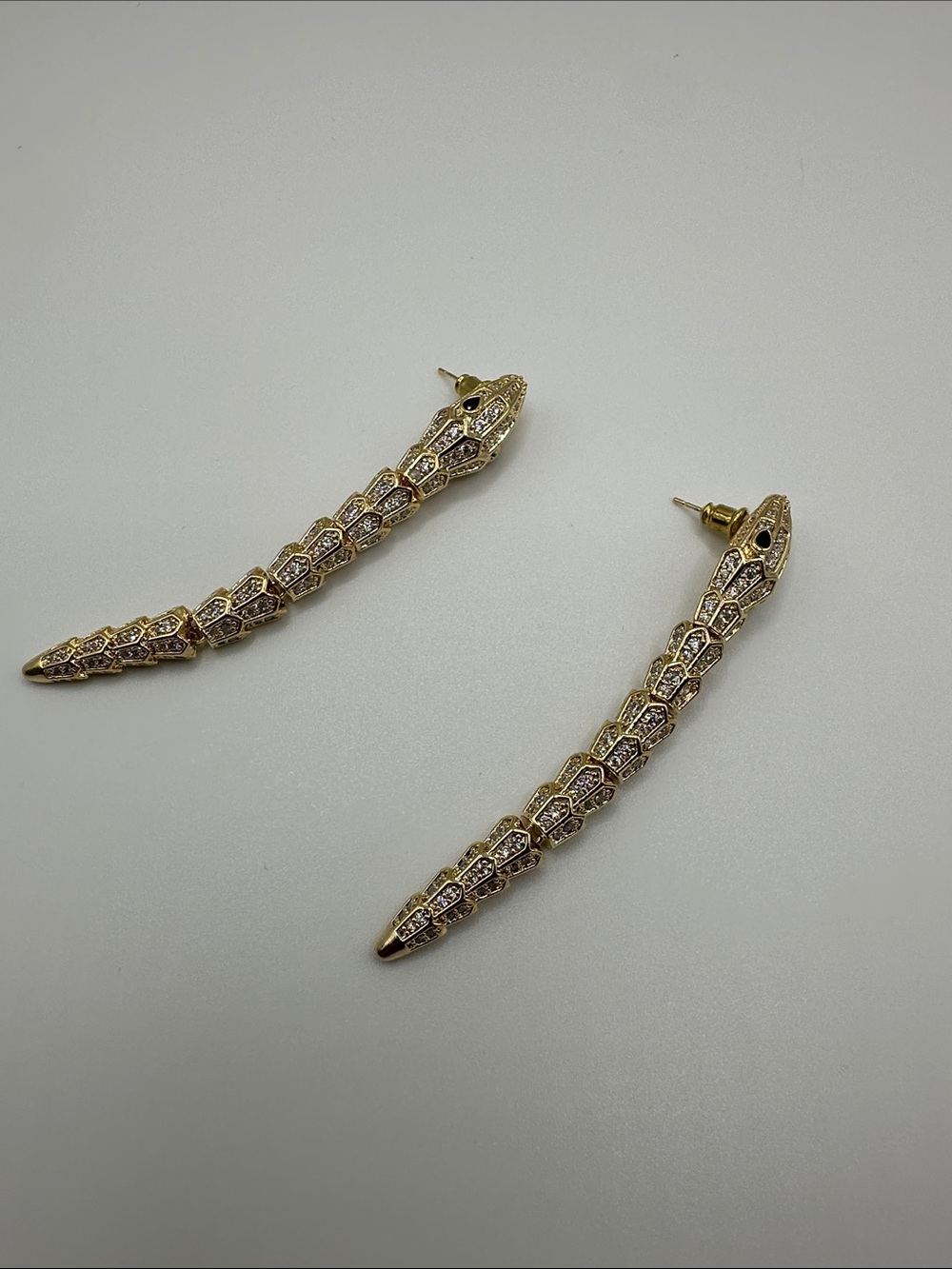 Gold Crystal Snake Drop Earrings for Women